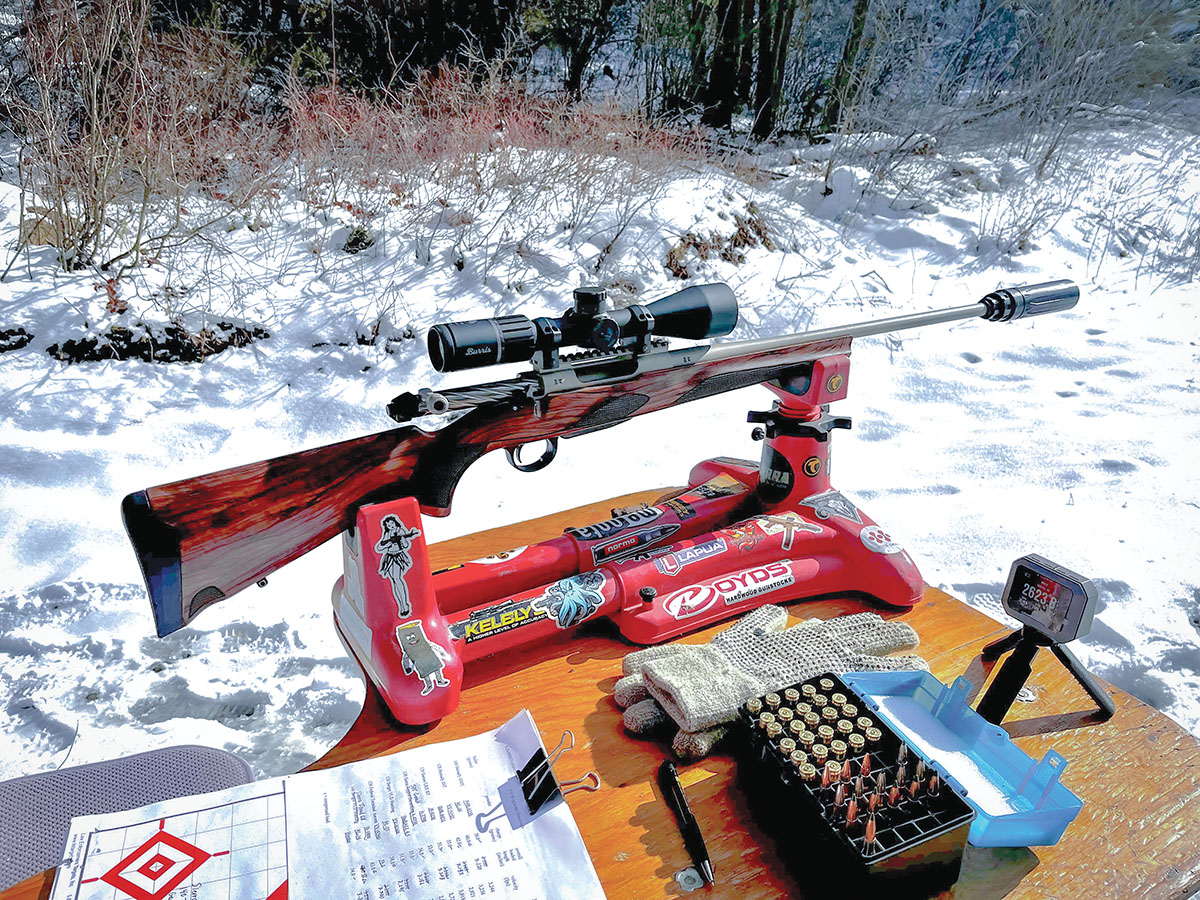 Patrick shot the Franchi Momentum Classic Walnut Elite from a solid homemade bench atop an MTM Case-Gard K-Zone Shooting Rest. All velocities were recorded by a Garmin Xero Pro C1 Doppler chronograph.